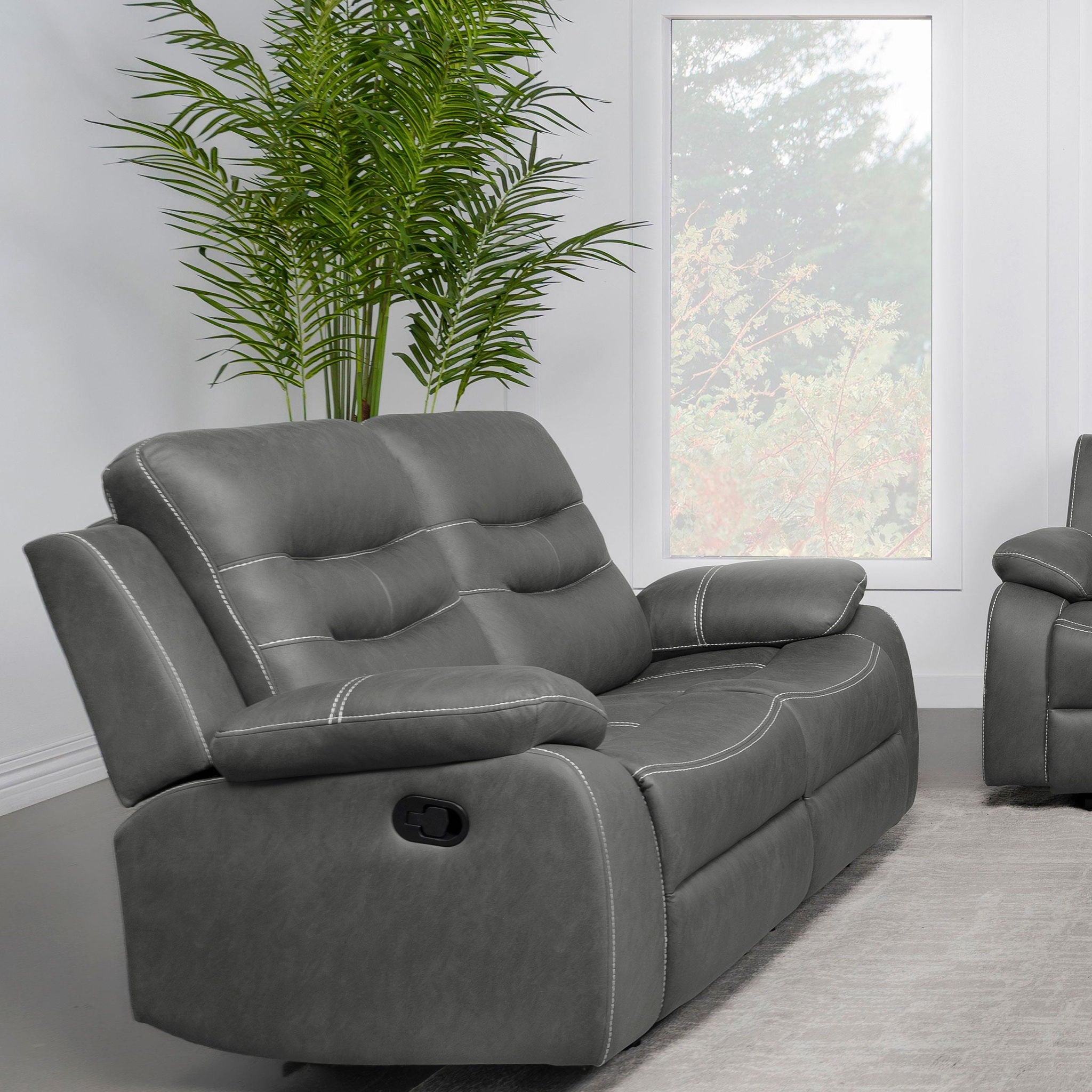 Nova Upholstered Padded Arm Reclining Loveseat Dark Grey - Atlantic Fine Furniture Melbourne FL