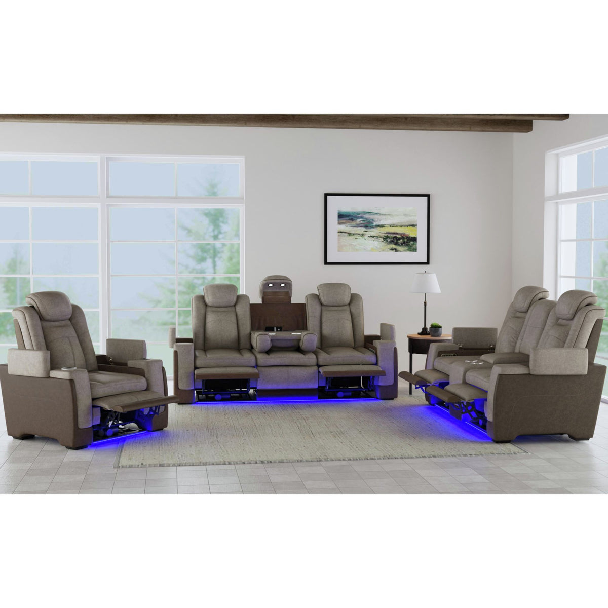 Lantana Power Motion Recliner With Power Headrest, LED , Wireless Charger And Cup Holder in Gray by Elements International, view 21