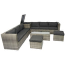 8 Piece Patio Sectional Wicker Rattan Outdoor Furniture Sof Set With One Storage Box Under Seat And Cushion Box - Gray / Black