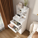 3 In 1 Dressing Table With LED Mirror & Storage Stool, Compact Makeup Vanity - White