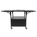 Outdoor Grill Table For Big Egg Style Bbq Metal Grill Cart With 2 Folding Panels Metal - Black