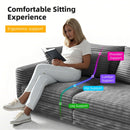 Plush Corduroy 4 Seat Sofa With Soft Pillows And Movable Ottoman