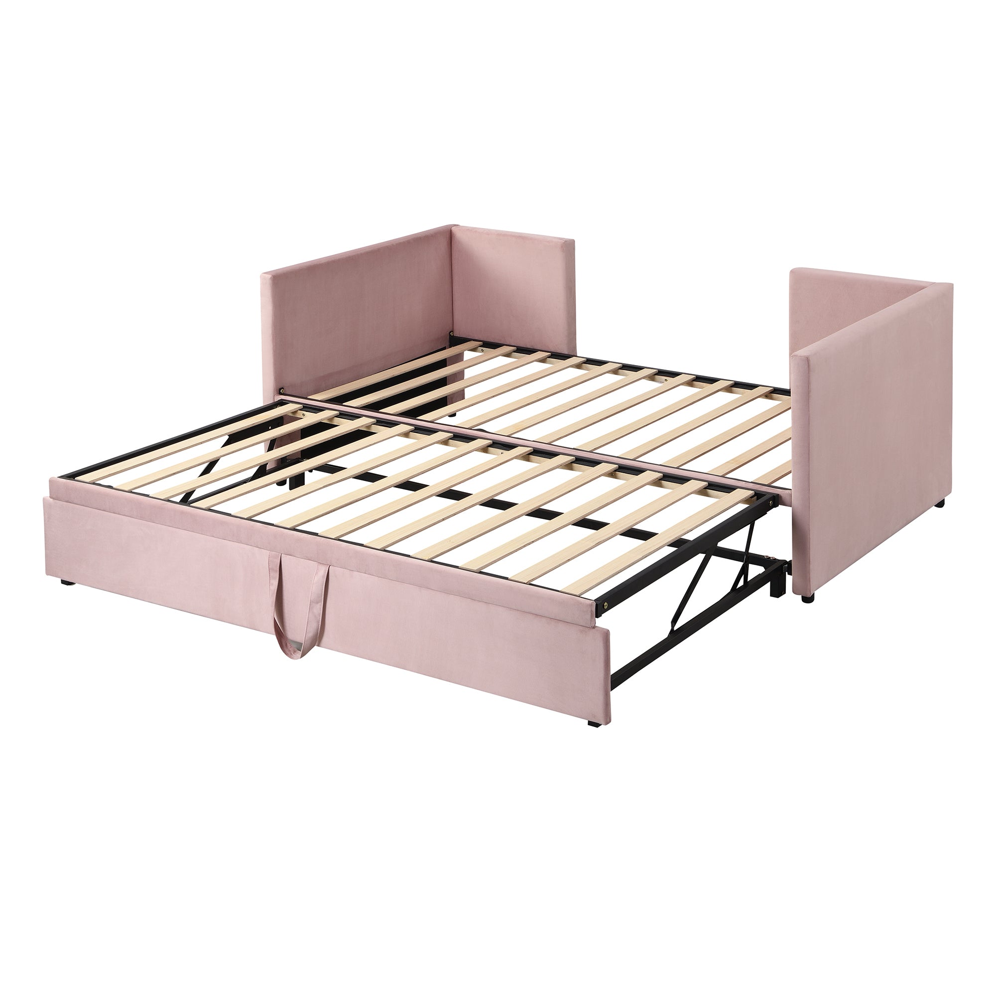 Twin Size Upholstered daybed with Pop Up Trundle, Pink - Atlantic Fine Furniture Melbourne FL