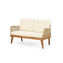 Hueber - Outdoor And Rope 4 Seater Chat Set With Cushions - Teak