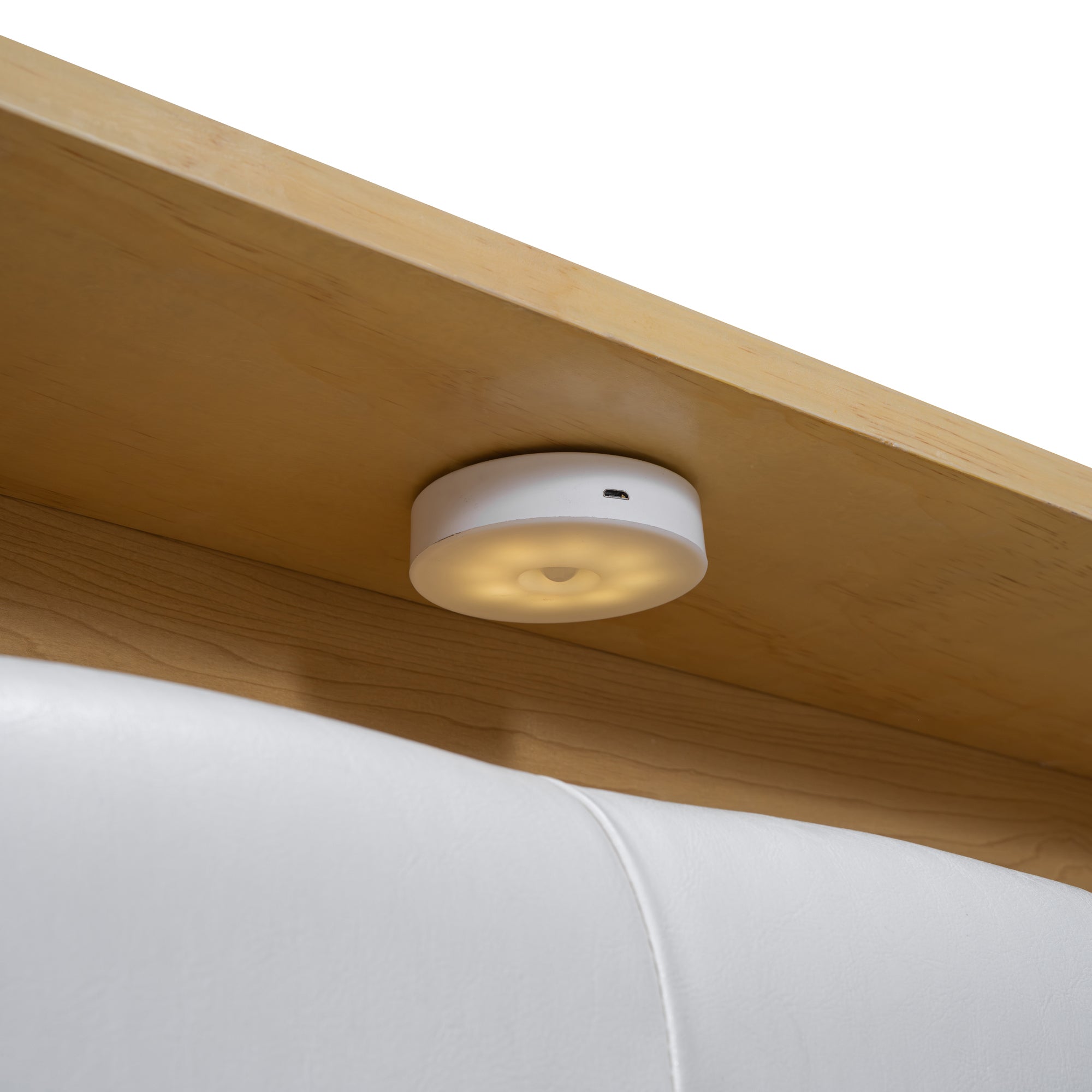 Queen Size Tufted Upholstered Platform Bed with Storage Headboard and Hydraulic Storage System, Modern PU Storage Bed with Motion Activated Night Lights and USB Charger,Natural