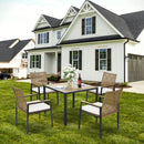 5 Piece Patio Dining Table Set, Acacia Wood Table Top With Umbrella Hole