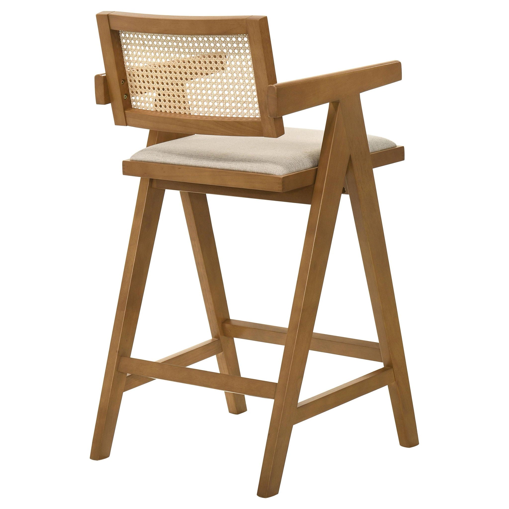 Kane Woven Rattan Wood Bar Chair Light Walnut (Set of 2) - Atlantic Fine Furniture Melbourne FL