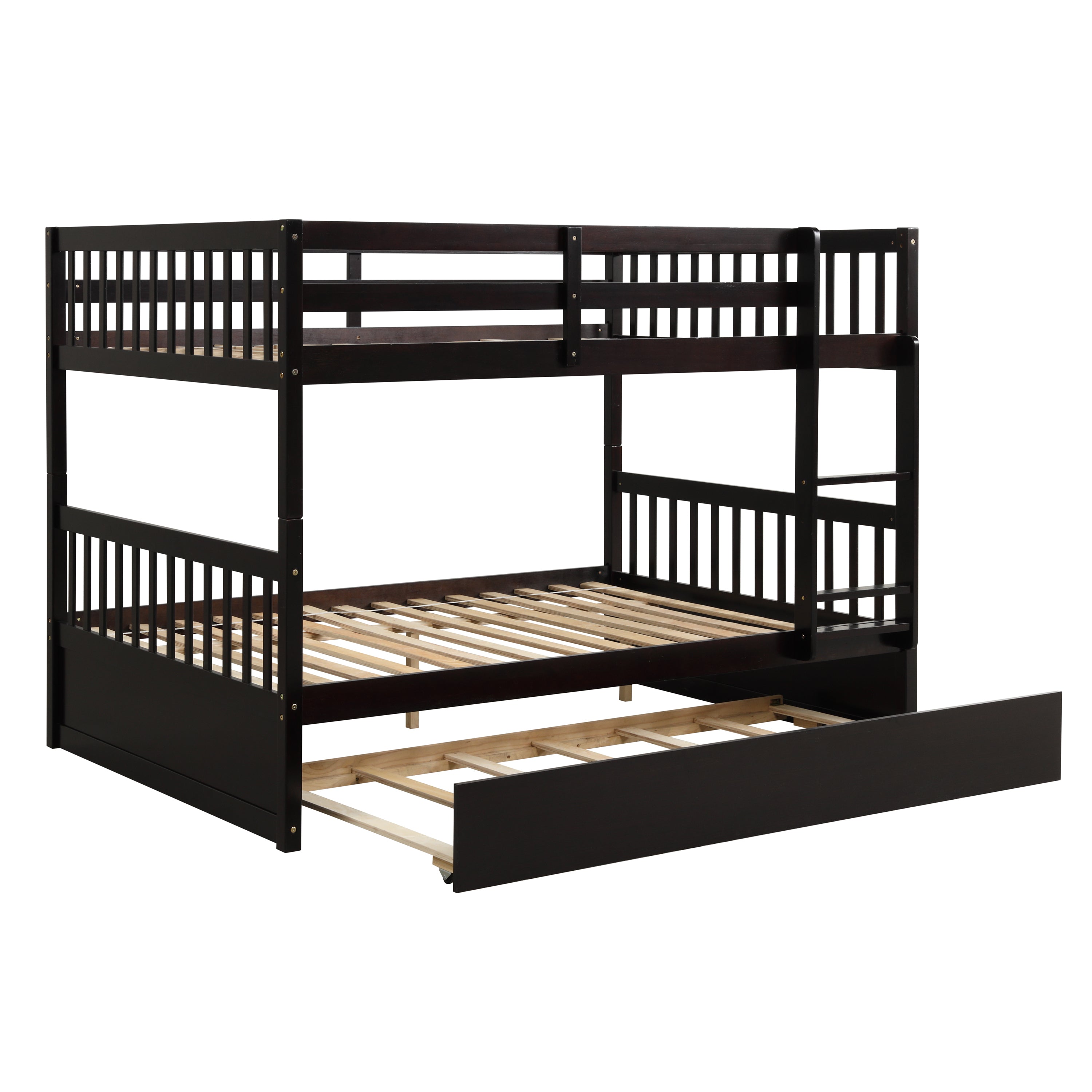 Full Over Full Bunk Bed with Trundle,Espresso - Atlantic Fine Furniture Melbourne FL