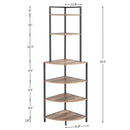 6 Tier Corner Open Shelf Modern Bookcase Wood Rack Freestanding Shelving Unit, Plant Album Trinket Sturdy Stand Small Bookshelf Space-Saving For Living Room Home Office Kitchen Small Space - Rustic Brown