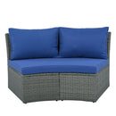 10 Piece Outdoor Sectional Half Round Patio Rattan Sofa Set