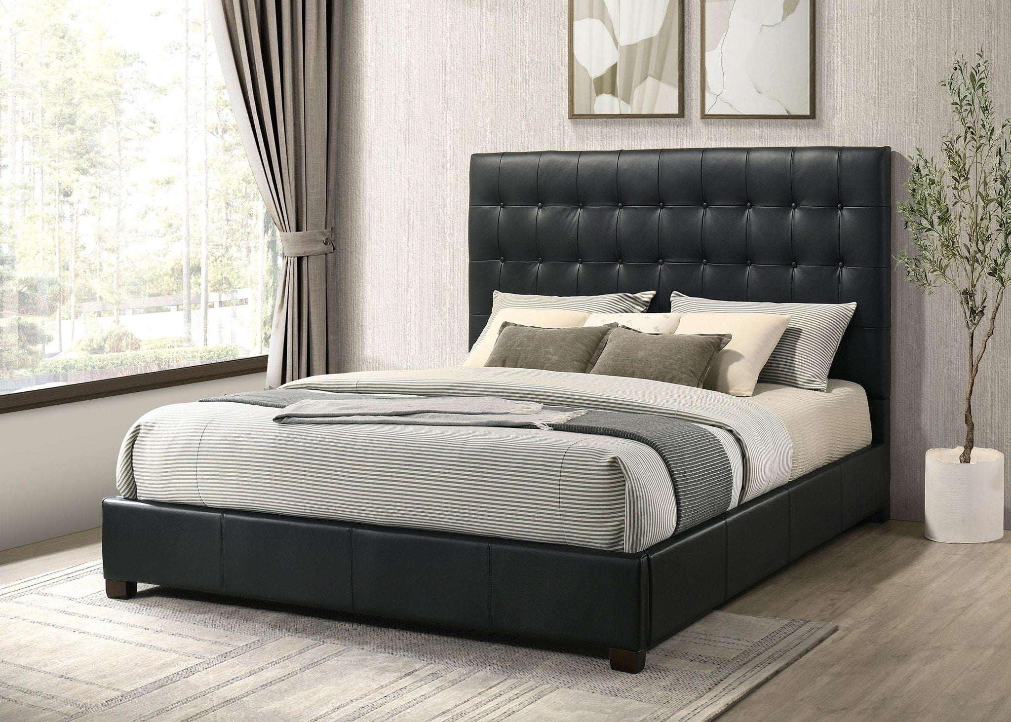 Medley Genuine Leather Eastern King Platform Bed Black