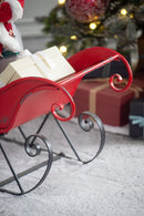 Iron Sleigh Large, Distressed Christmas Santa Sleigh Holiday Decoration