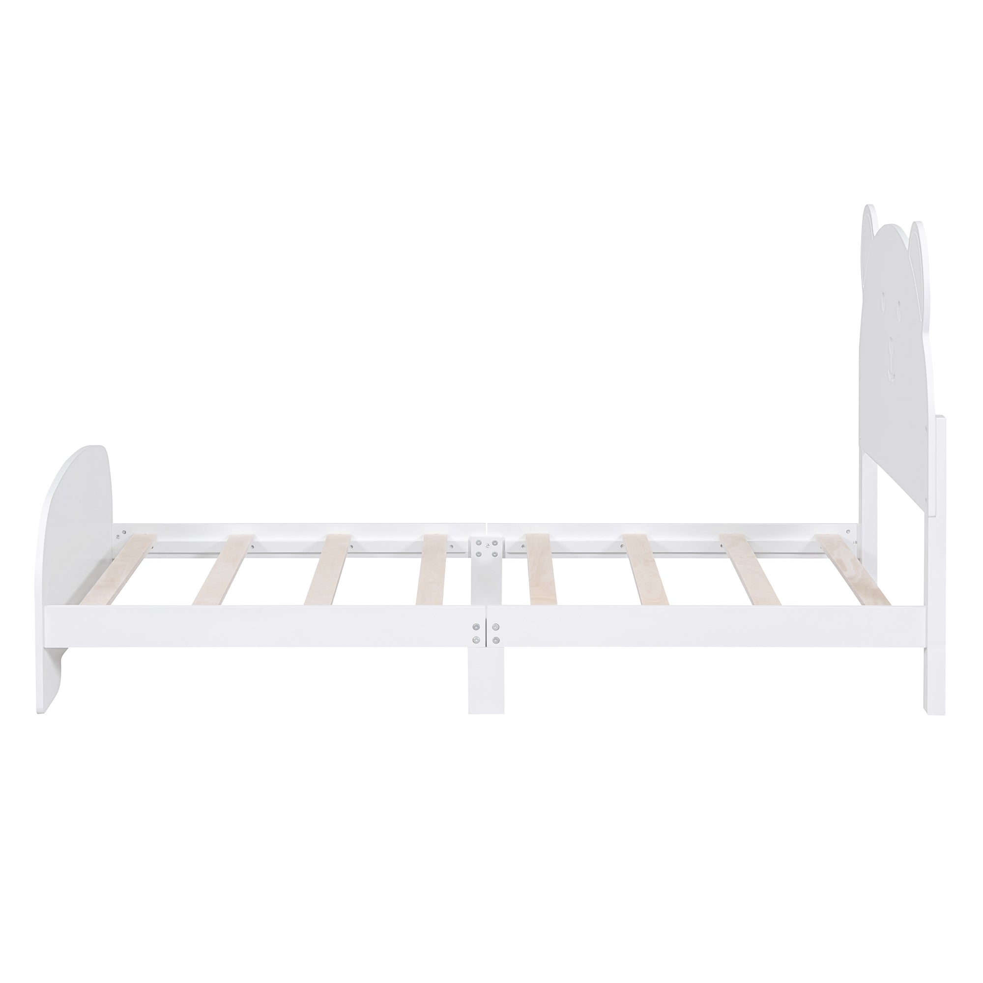 Twin Size Wood Platform Bed with Bear-shaped Headboard and Footboard,White - Atlantic Fine Furniture Melbourne FL