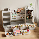 Kids Toy Storage Organizer With 8 Removable Toy Bins, 4 Tier Bookshelf, And 2 Cabinet Storage - Gray / Ivory