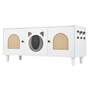 Furniture Style Cat Cabinet Cat Litter Box With Sisal Scratching Door - Cream White