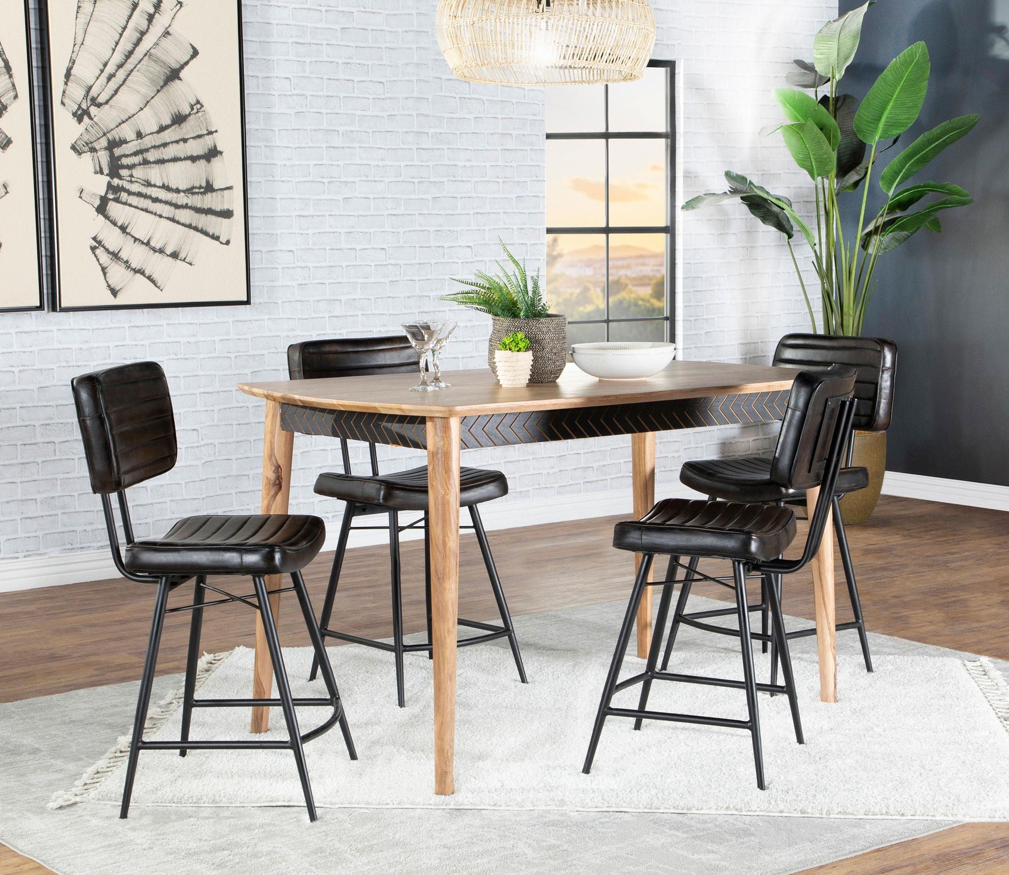 Partridge 5-piece Counter Dining Set Sheesham and Espresso - Atlantic Fine Furniture Melbourne FL