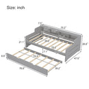 Twin Size Wooden Day Bed with Trundle for Guest Room, Small Bedroom, Study Room, Gray
