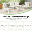 6 Piece Patio Set, Half Moon Outdoor Sectional Sofa With 2 High Low Coffee Tables, 4 Pillows & Cushions