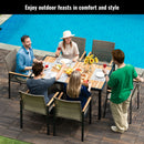 All Weather 7 Piece Patio Dining Table Set With Umbrella Hole - Brown / Gray