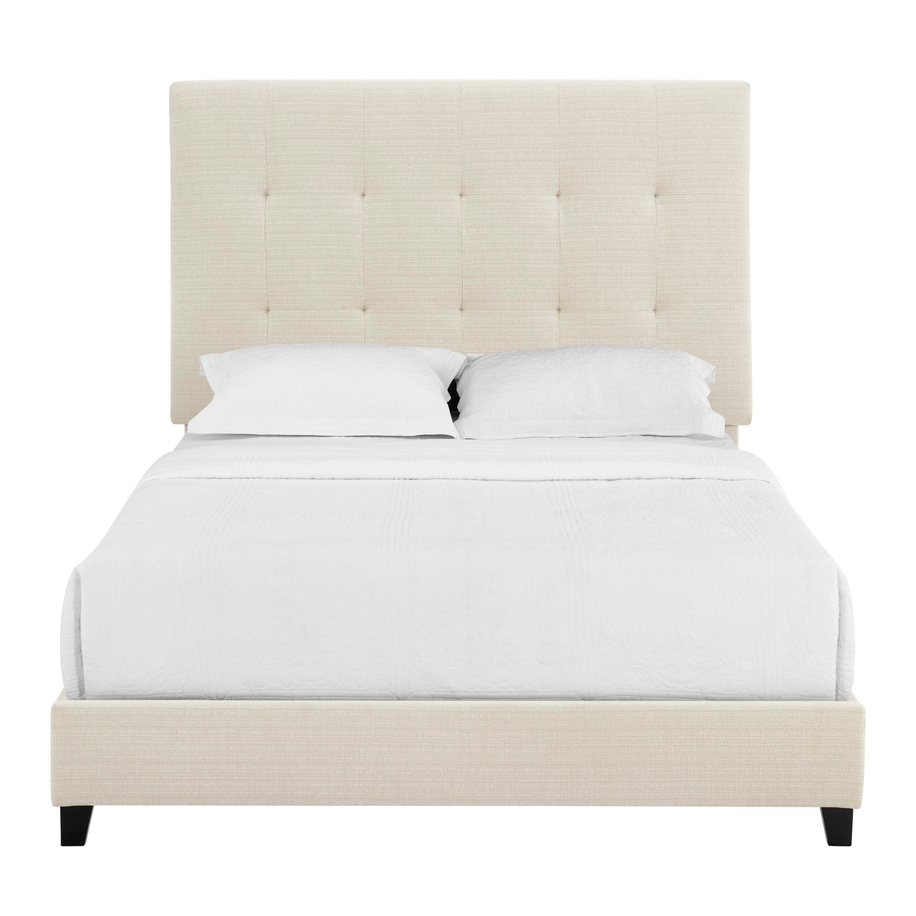 Bridgevine Home Queen Size Beige Tufted Upholstered Platform Bed - Atlantic Fine Furniture Melbourne FL