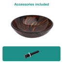 Vessel Bathroom Sink With Pop Up Drain, Round Bowl Design For Bathrooms - Brown