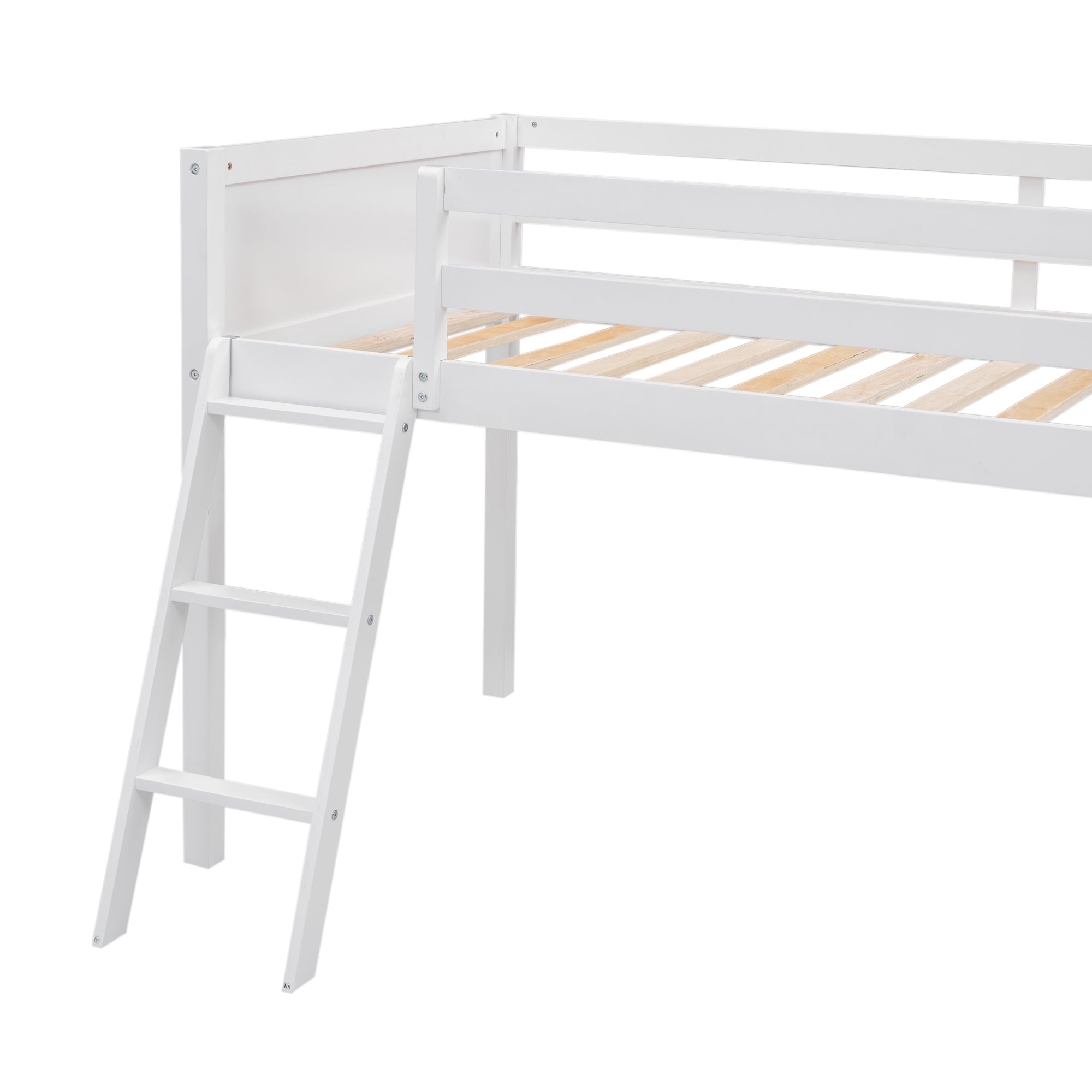 Twin Size Wood Loft Bed with Ladder, ladder can be placed on the left or right, White - Atlantic Fine Furniture Melbourne FL