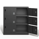 6 Door Employee Storage Locker, Lockers For Office, Gym, School, And Home With Card Slot - Black
