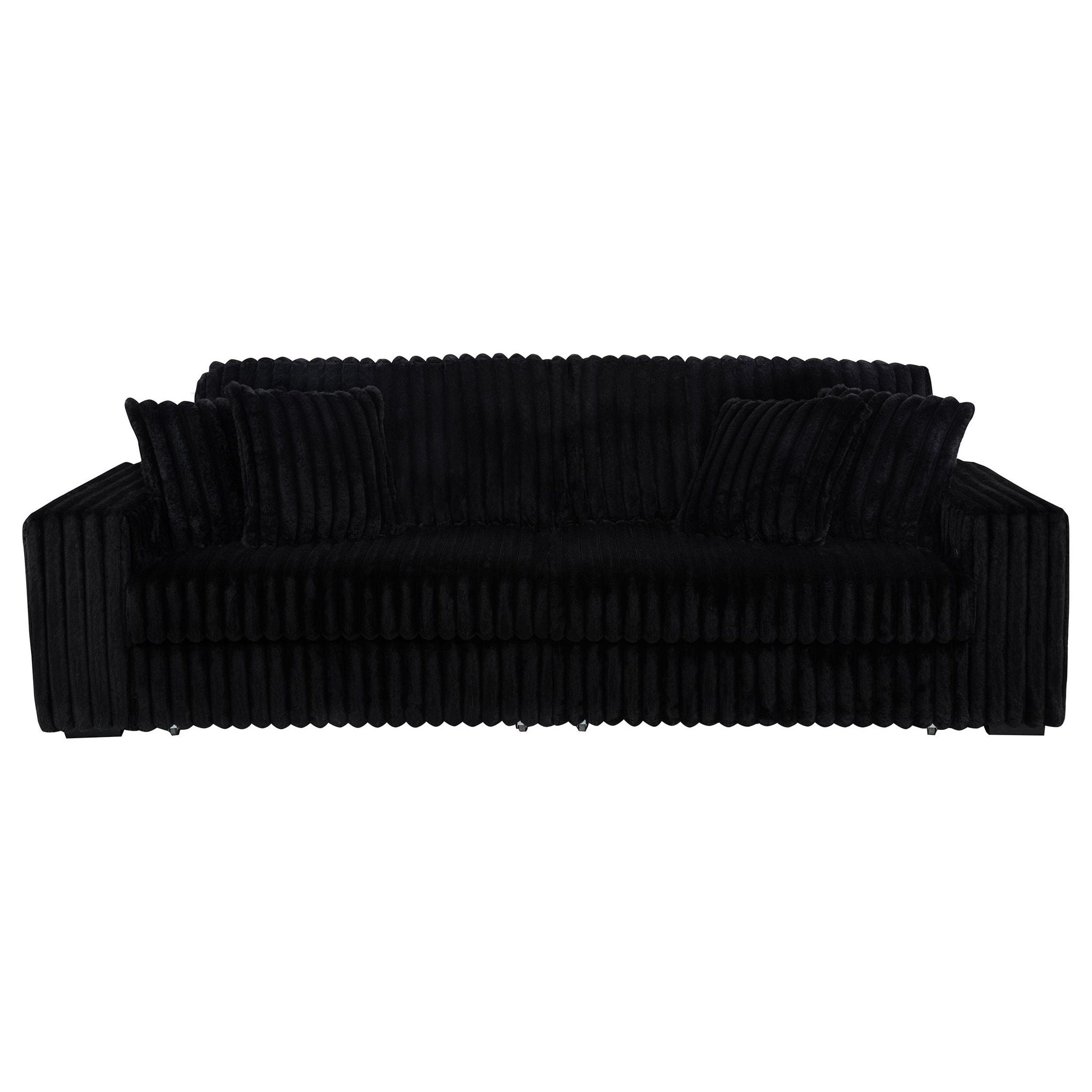 Jacana Corduroy Upholstered Dual Power Chaise Sofa Black