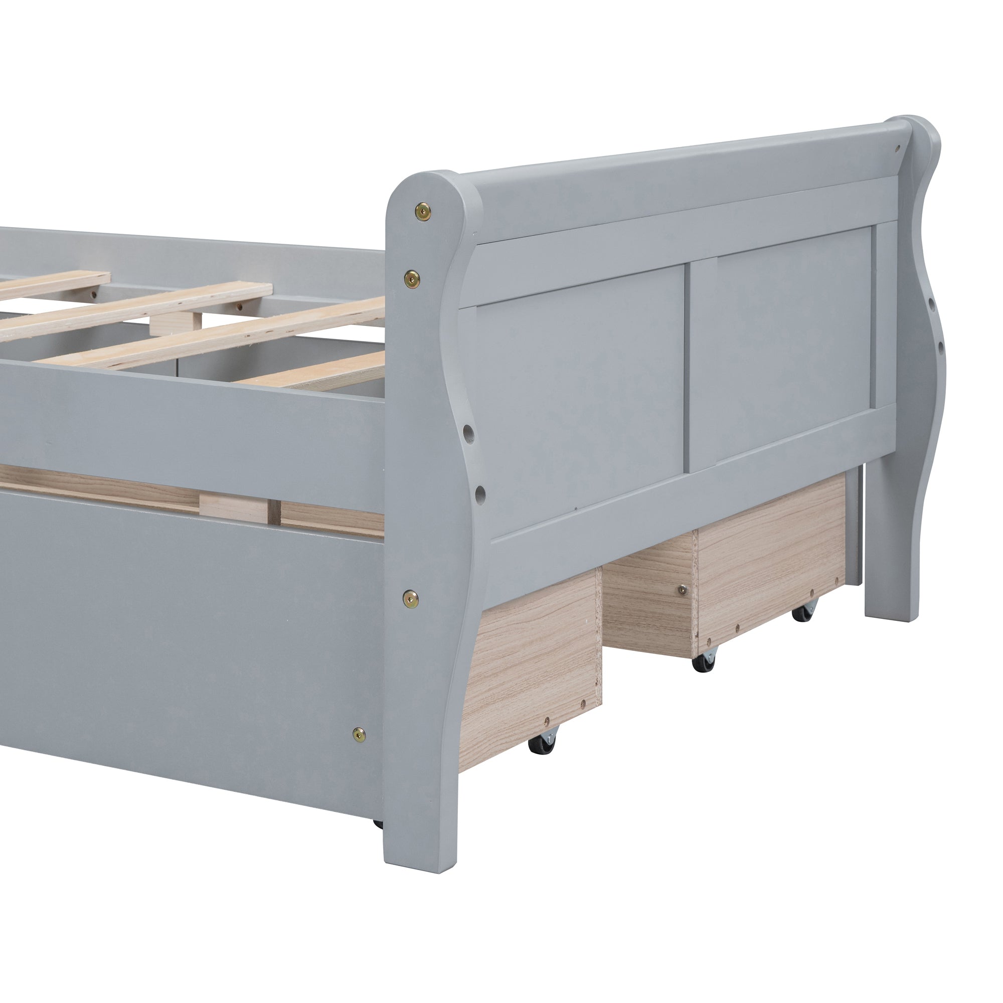 Twin Size Wood Platform Bed with 4 Drawers and Streamlined Headboard & Footboard, Gray - Atlantic Fine Furniture Melbourne FL