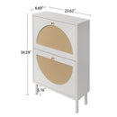 2 Door Shoe Rack, Rattan, Double Layer, Suitable For Living Room, Hallway - White