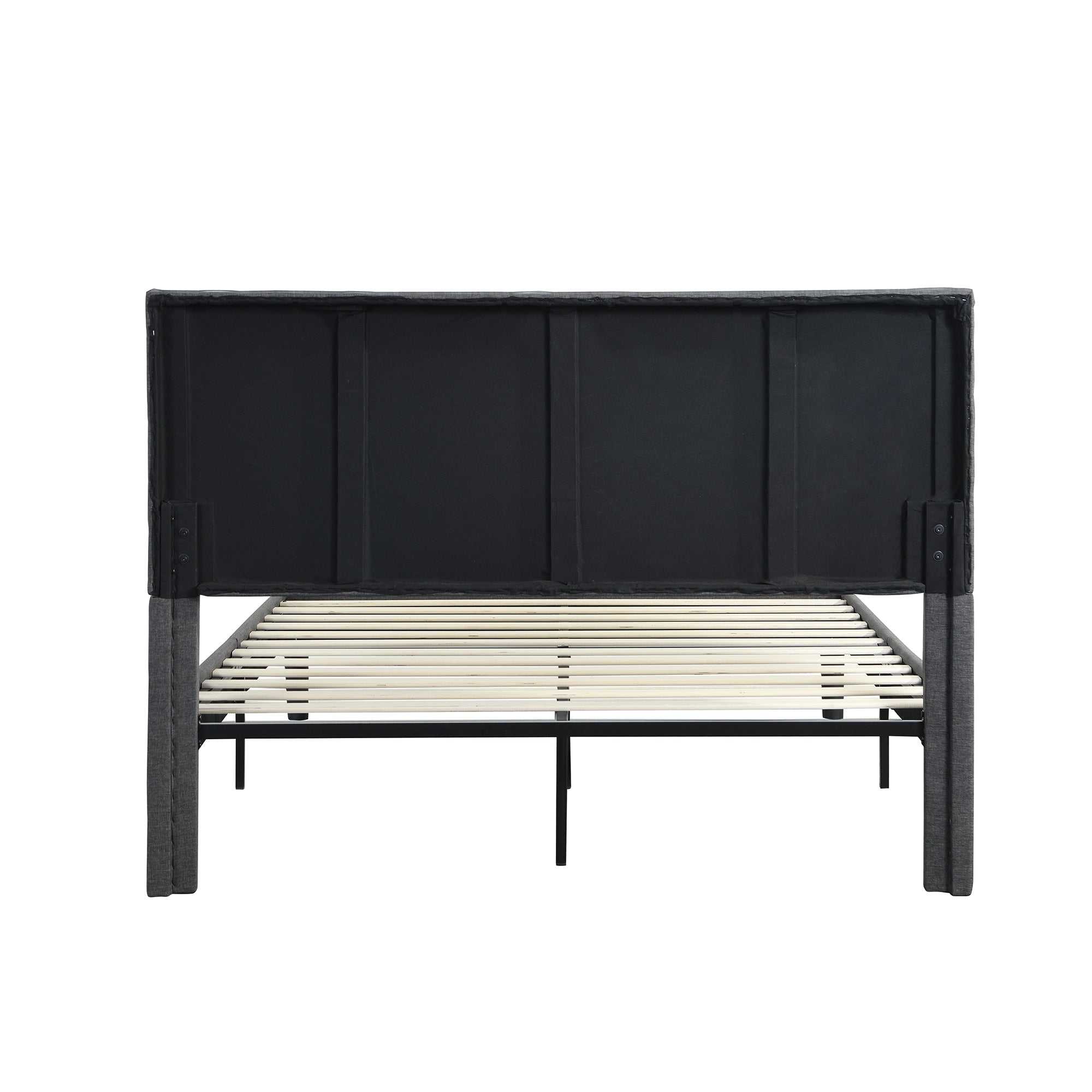 Queen Size Upholstered Platform Bed Frame ,Wood Slat Support, Easy Assembly,Grey - Atlantic Fine Furniture Melbourne FL