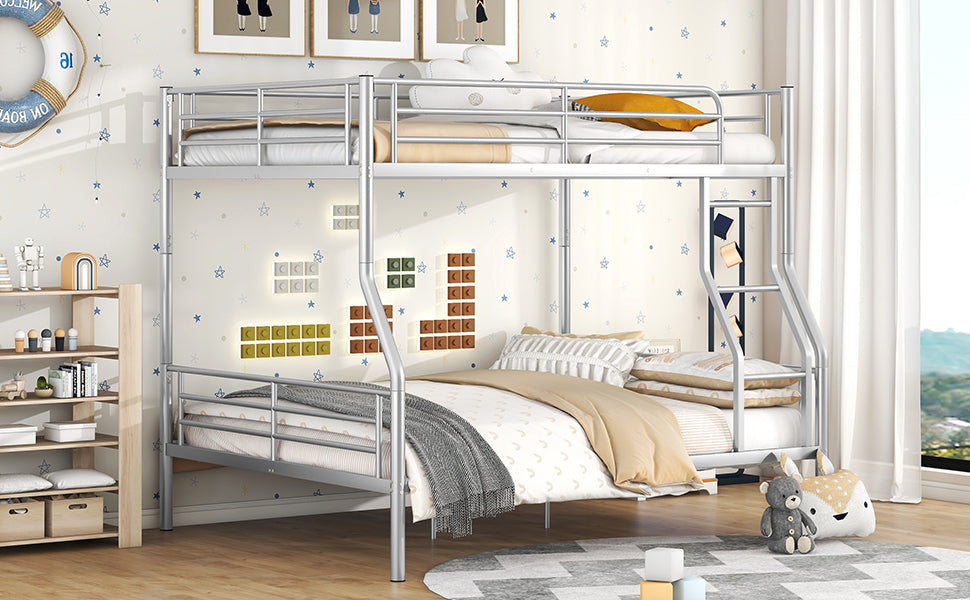 Full XL Over Queen Metal Bunk Bed, Sliver - Atlantic Fine Furniture Melbourne FL
