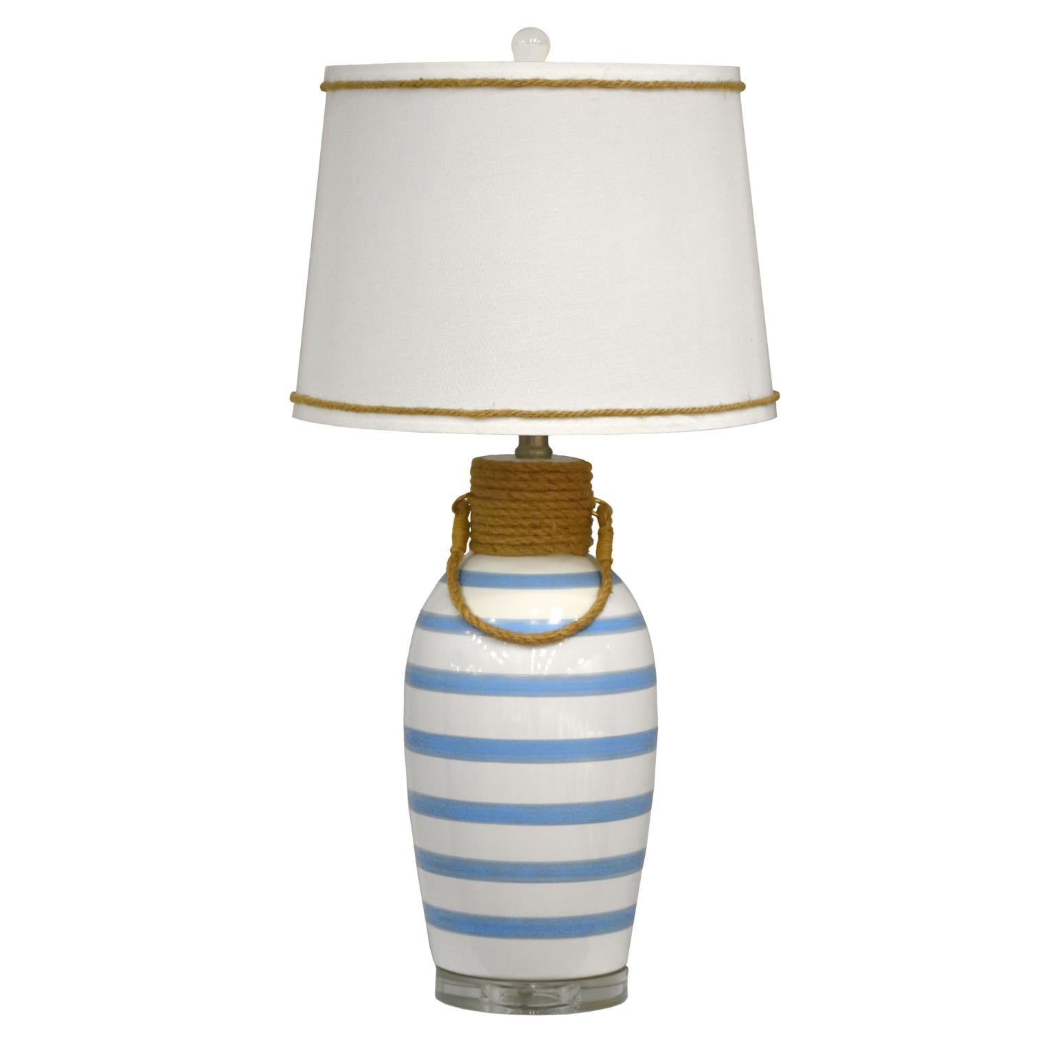 Harbor, 28" Blue Striped Ceramic Table Lamp w/ rope, sold as 2 pack