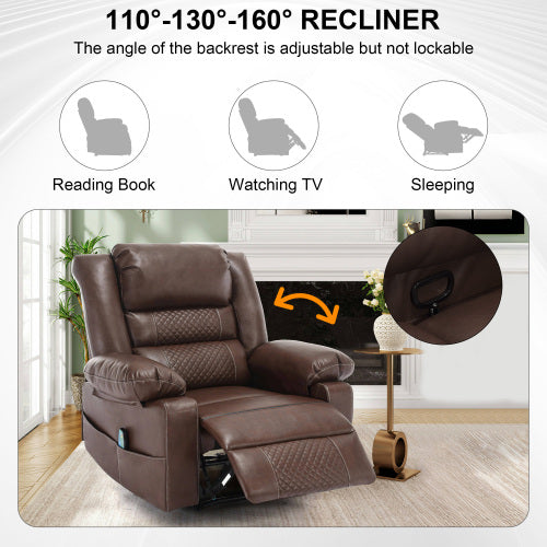 Breathable Leather Massage Recliner - Manual