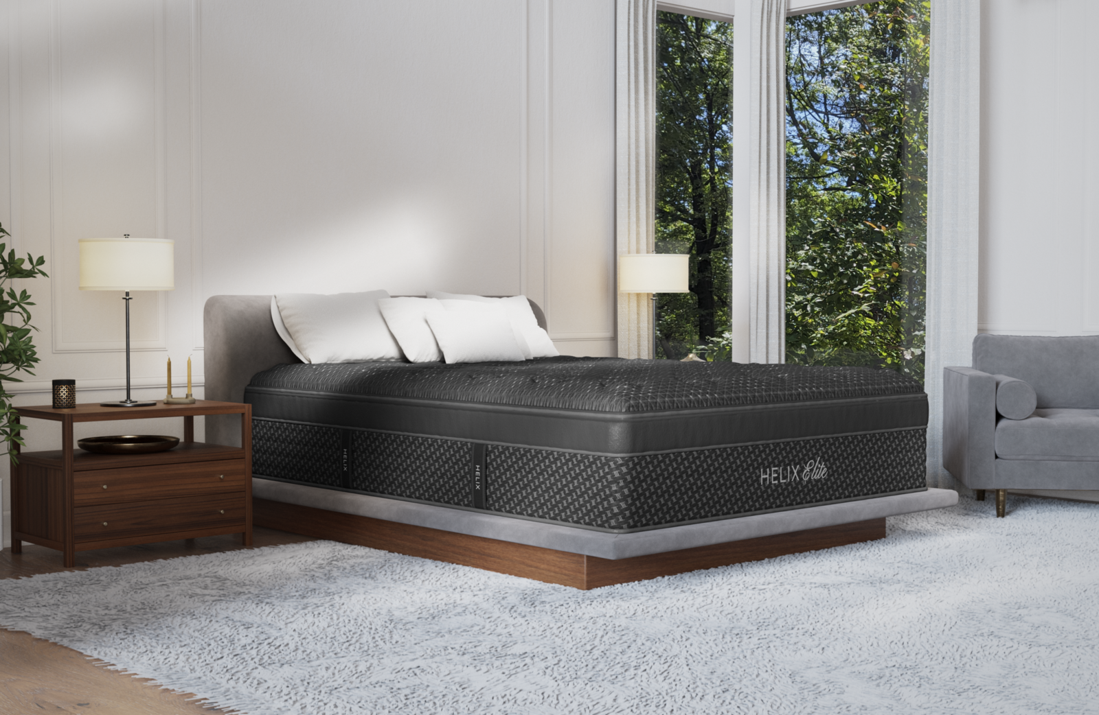 Helix Sunset Elite mattress in a styled bedroom - Atlantic Fine Furniture Melbourne FL