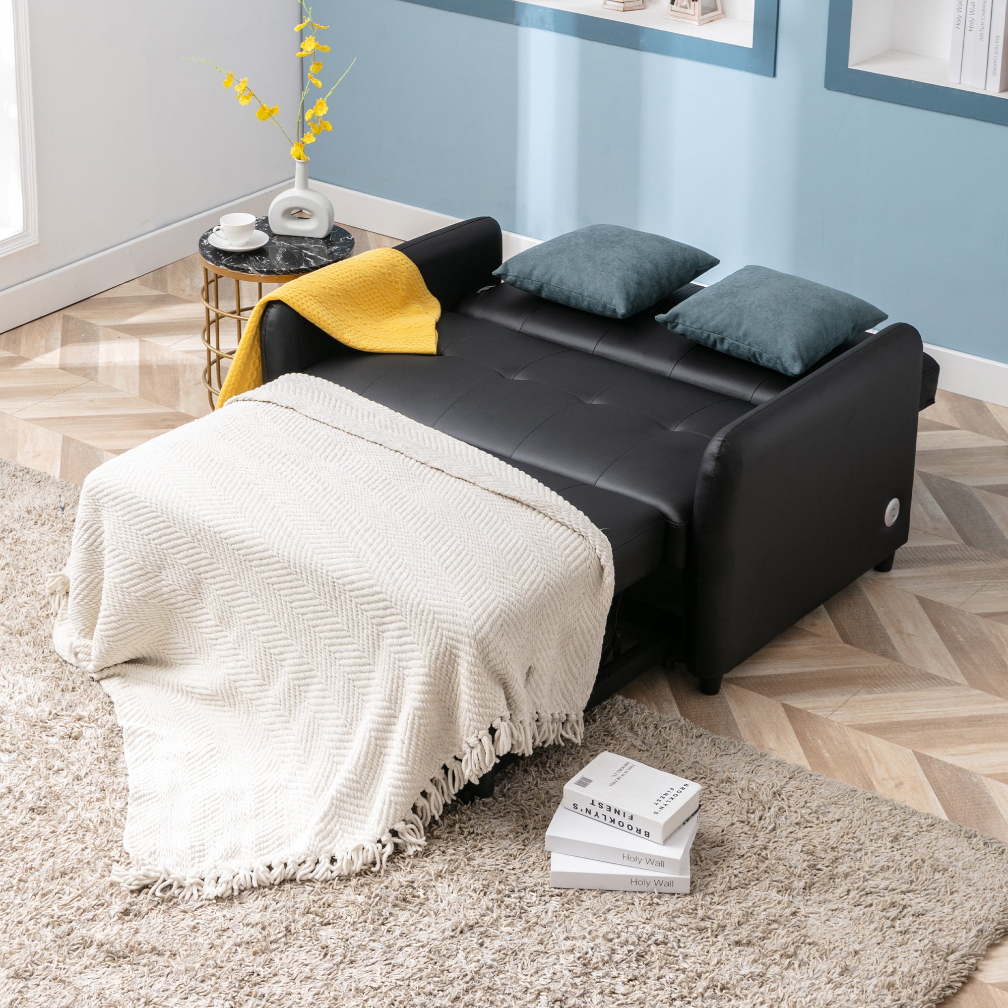 Orisfur. 51" Convertible Sleeper Bed, Adjustable Oversized Armchair with Dual USB Ports for Small Space - Atlantic Fine Furniture Inc