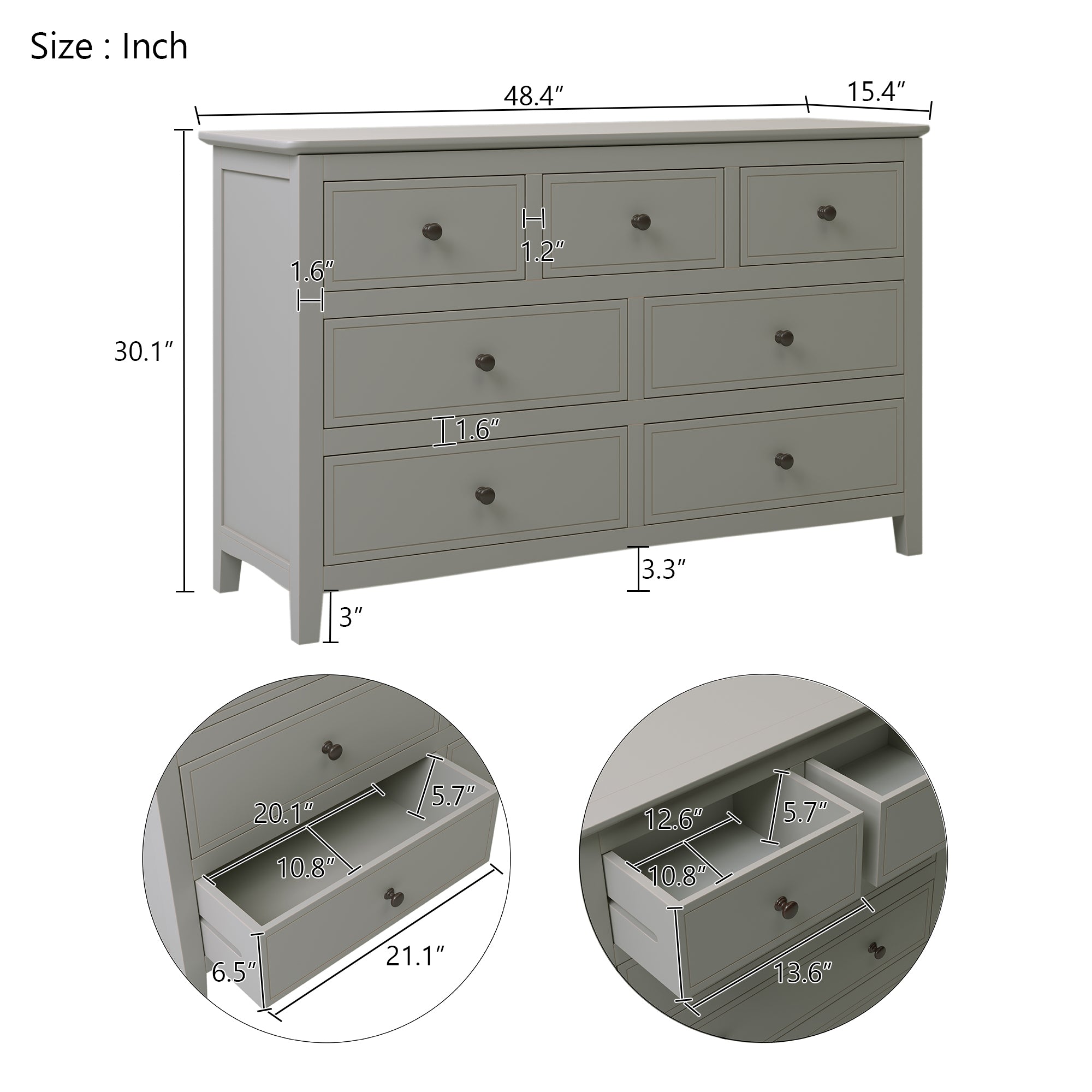 Gray Solid Wood 5 Pieces Full Bedroom Sets(bed+nightstand*2+chest+dresser)NEW - Atlantic Fine Furniture Inc