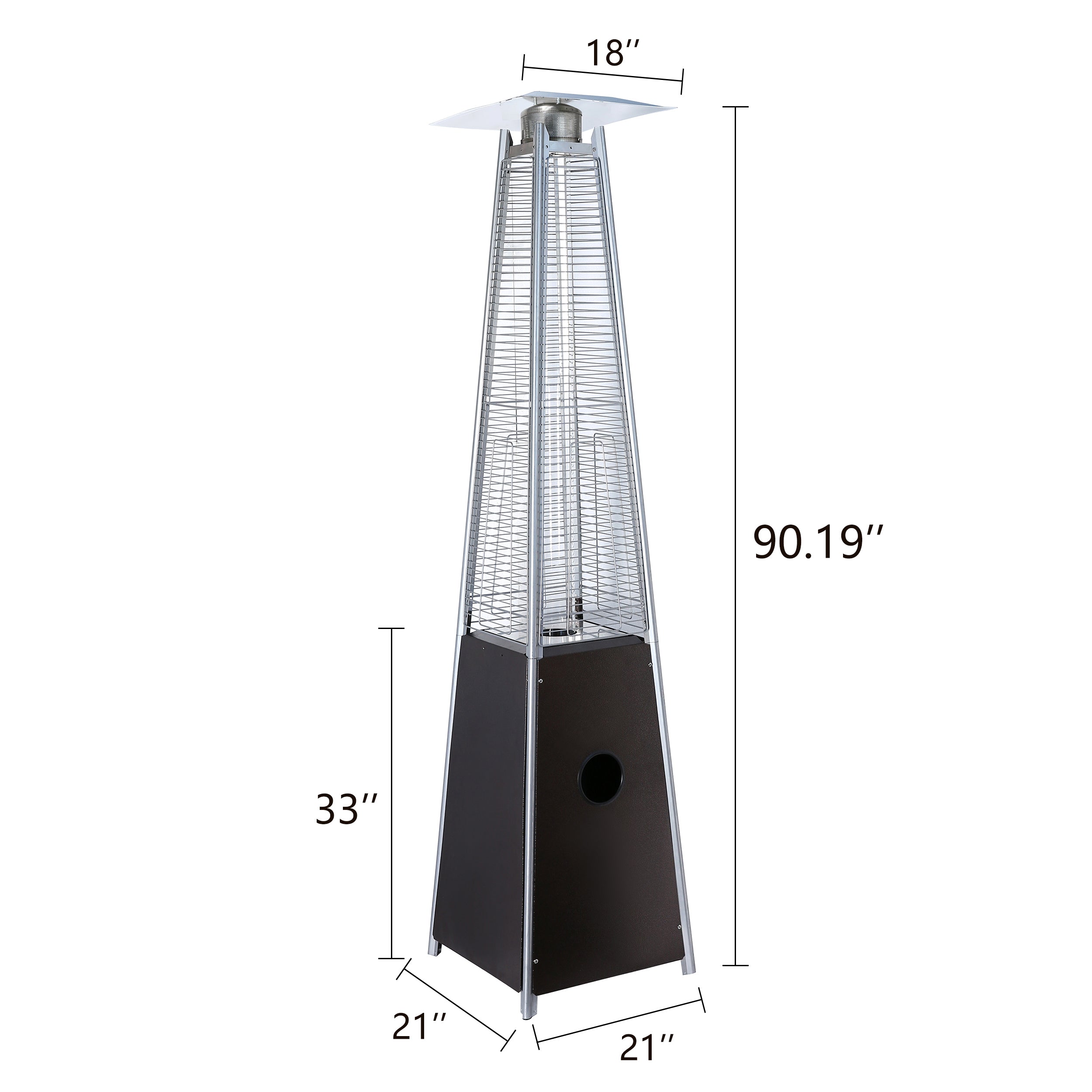 Pulse ignition Iron Glass Tube Pyramid Outdoor 40000BUT Pyramid Flame Heater - Atlantic Fine Furniture Inc