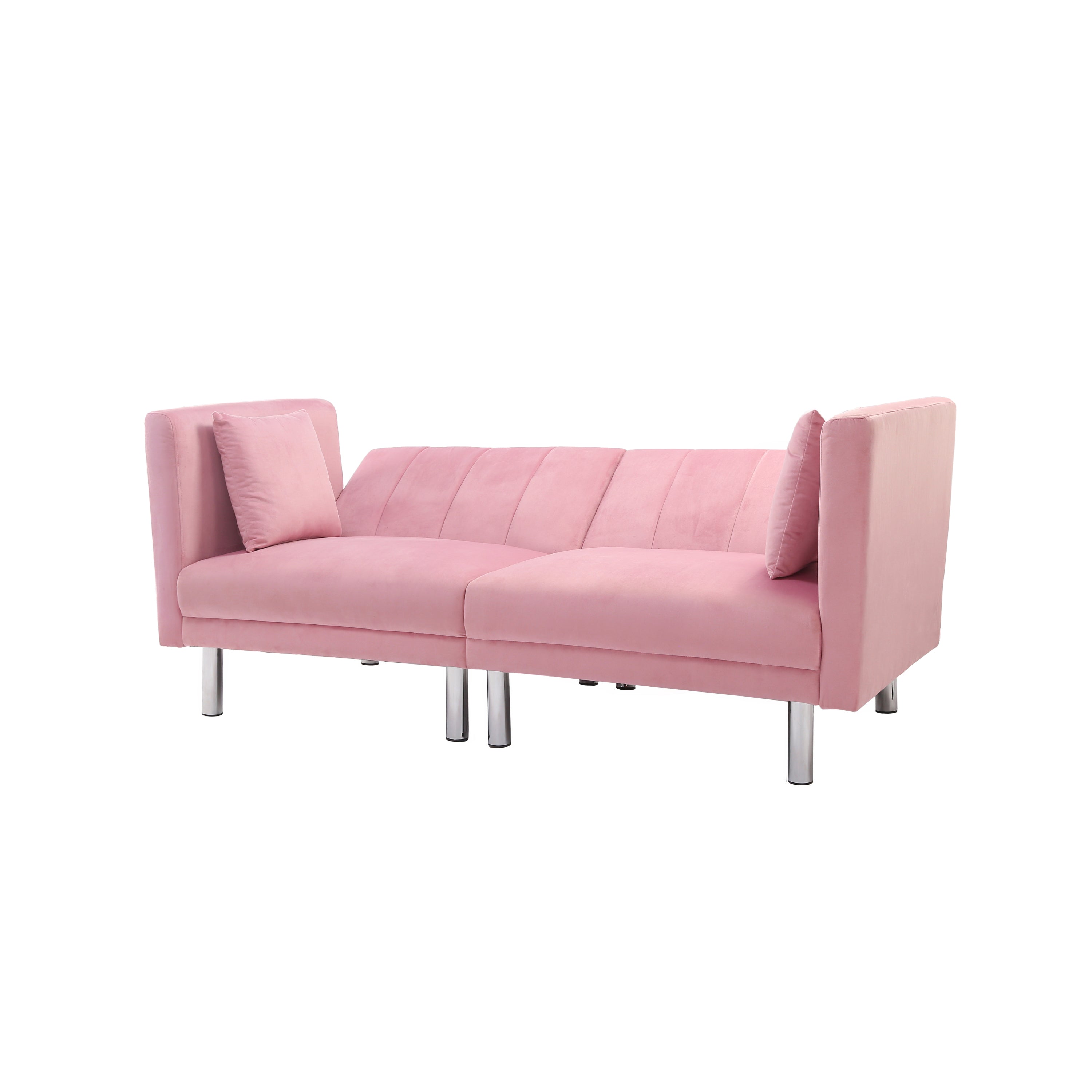 FUTON SOFA SLEEPER PINK VELVET METAL LEGS(W223S01330) - Atlantic Fine Furniture Inc