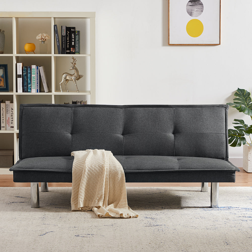 Grey Fabric Sofa Bed , Convertible Folding Futon Sofa Bed Sleeper for Home Living Room . - Atlantic Fine Furniture Inc