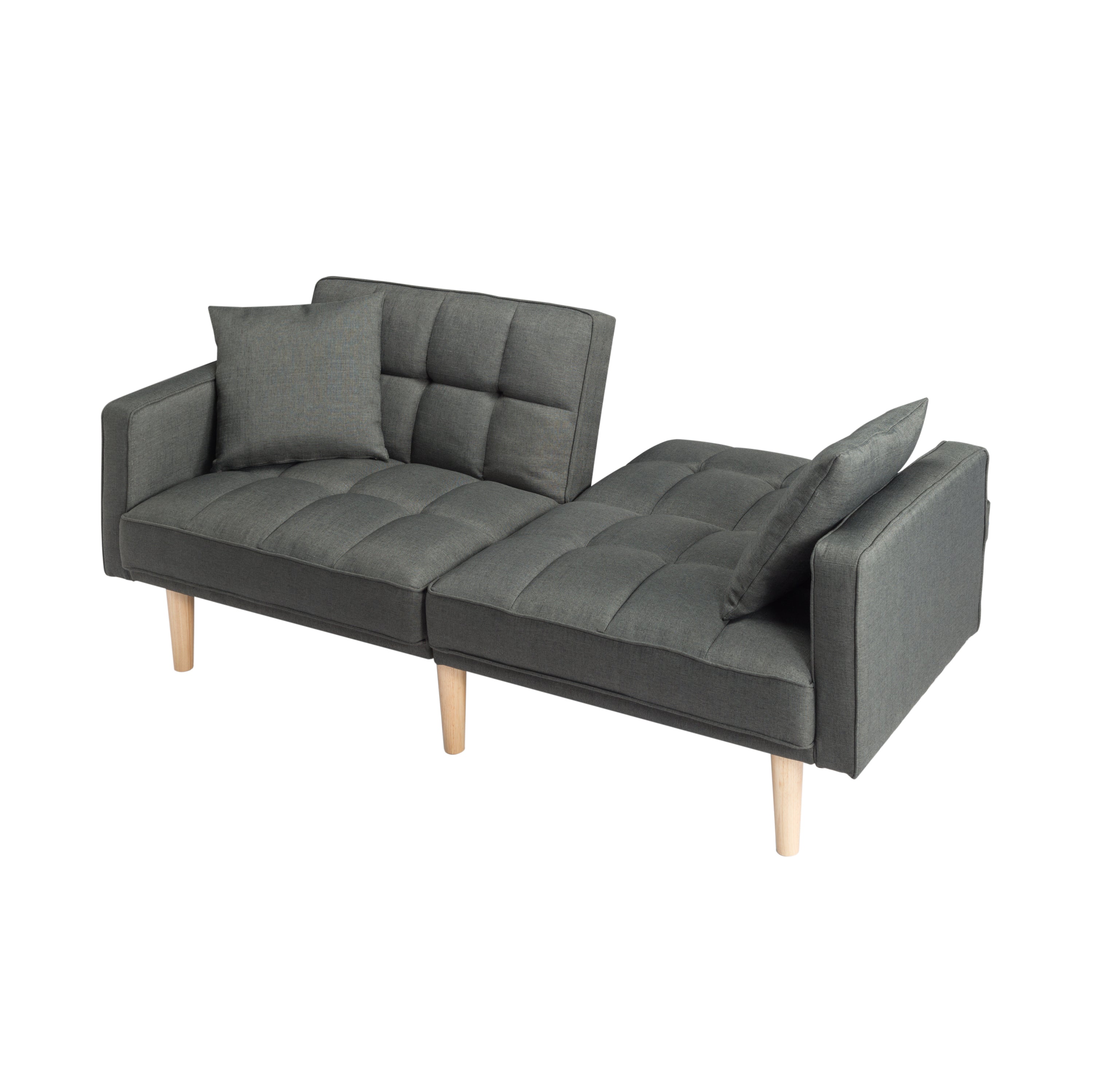 FUTON SLEEPER SOFA WITH 2 PILLOWS Dark gray FABRIC(same as W223S01338、W223S00991。Size difference, See Details in page.) - Atlantic Fine Furniture Inc