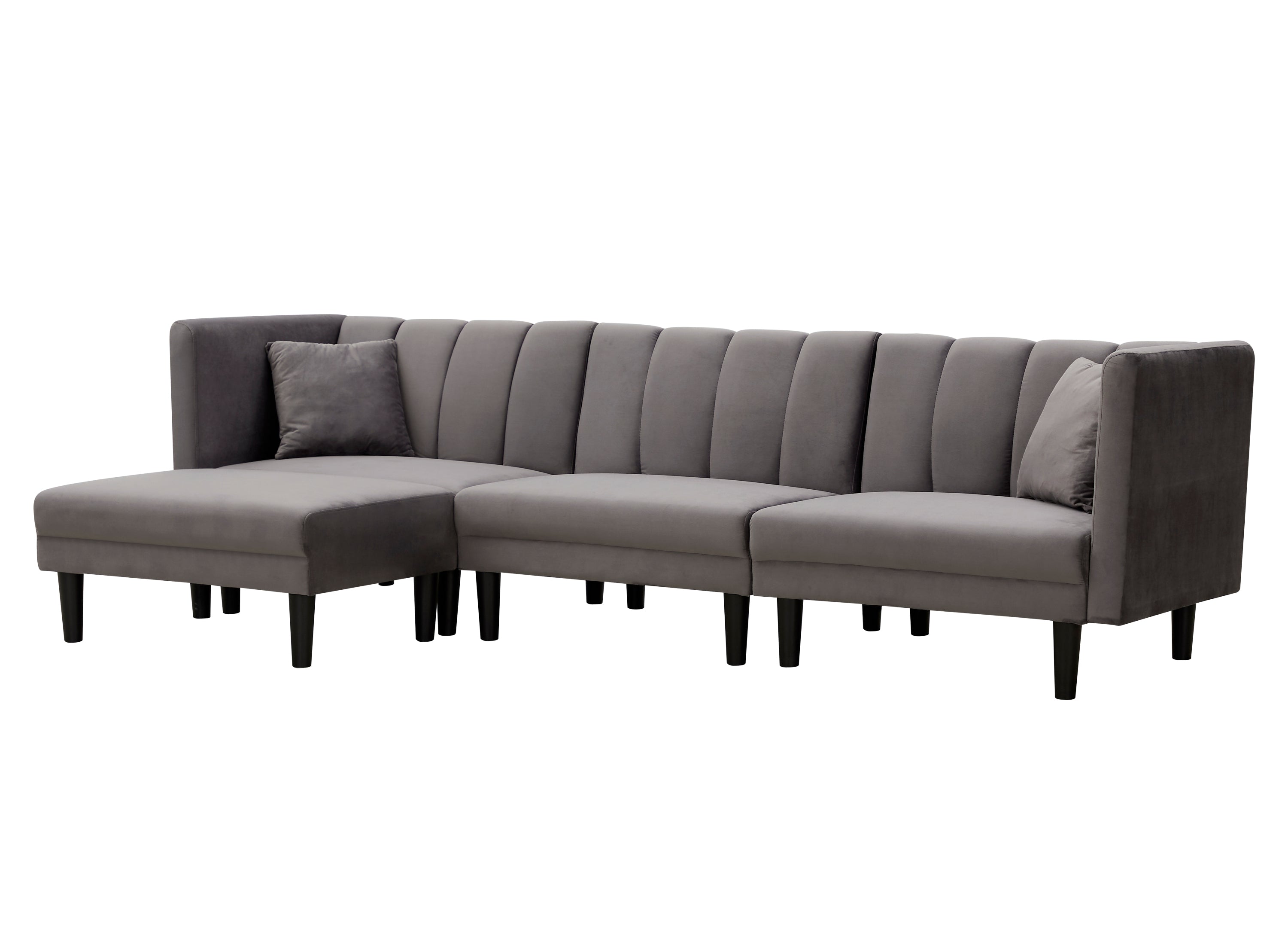 REVERSIBLE SECTIONAL SOFA SLEEPER WITH 2 PILLOWS DARK GREY VELVET(K223S00005) - Atlantic Fine Furniture Inc