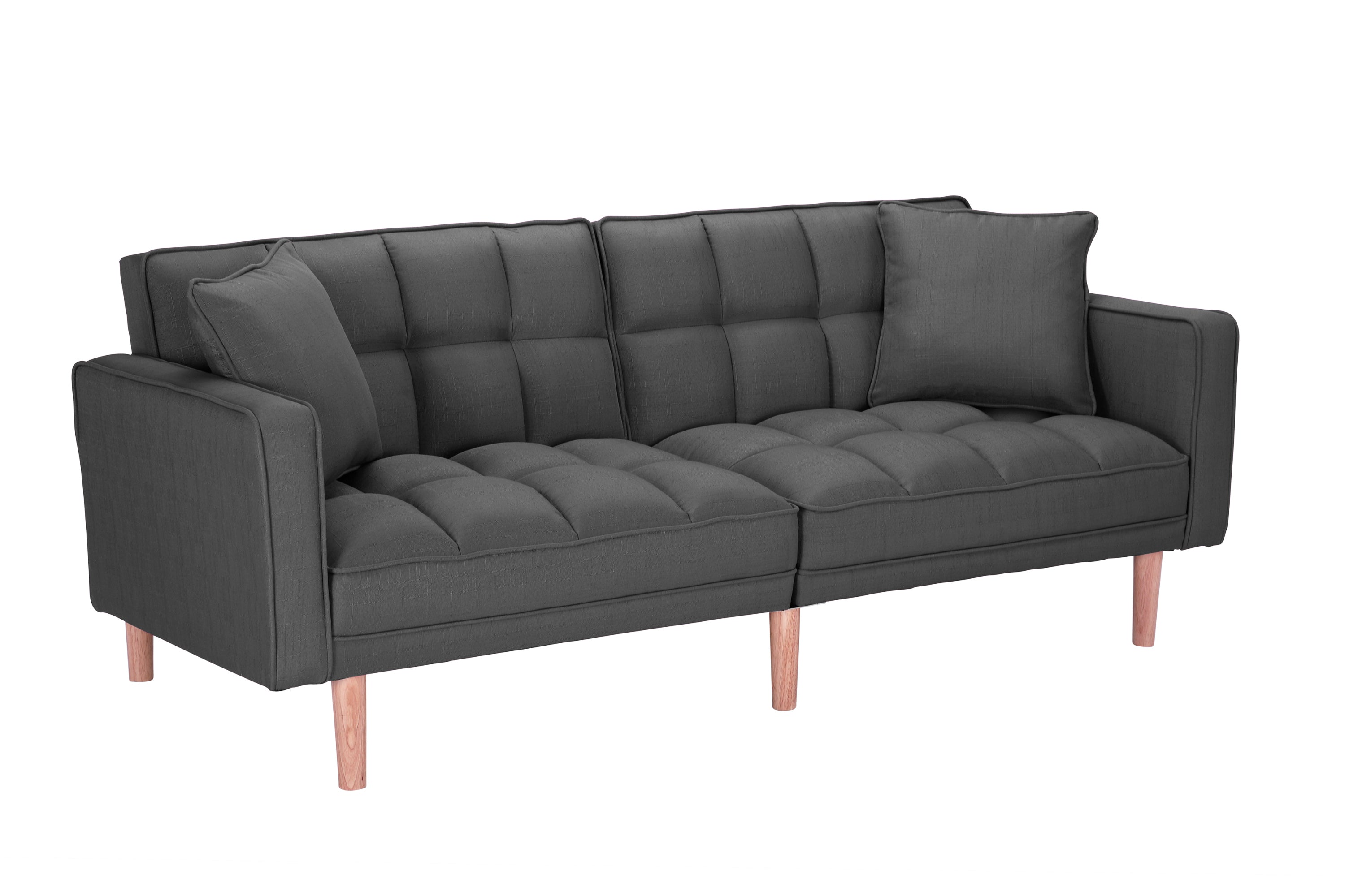 FUTON SLEEPER SOFA WITH 2 PILLOWS DARK GREY FABRIC(W223S01338 、W223S00417。Size difference, See Details in page.) - Atlantic Fine Furniture Inc