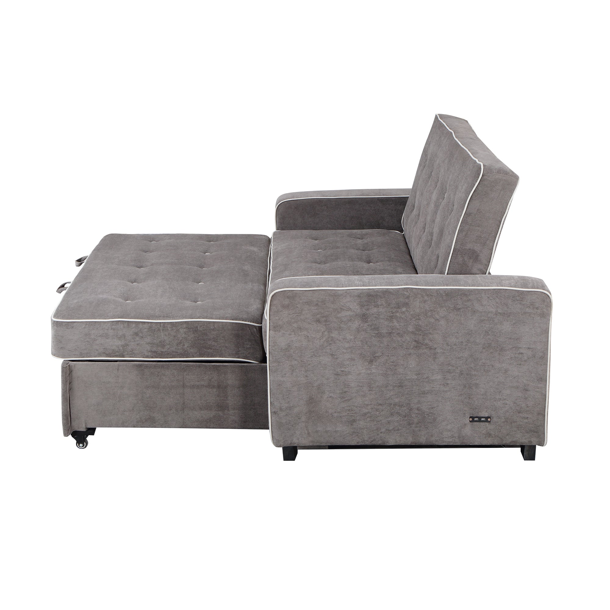 Orisfur. 66" Convertible Sleeper Bed, Adjustable Loveseat Couch with Dual USB Ports for Living Room Space - Atlantic Fine Furniture Inc