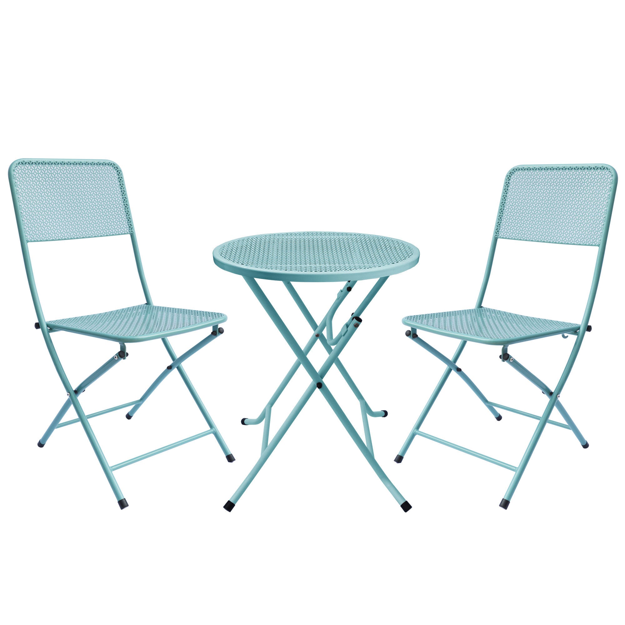 Premium Steel Patio Bistro Set, Folding Outdoor Patio Furniture Sets, 3 Piece Patio Set of Foldable Patio Table and Chairs - Atlantic Fine Furniture Inc