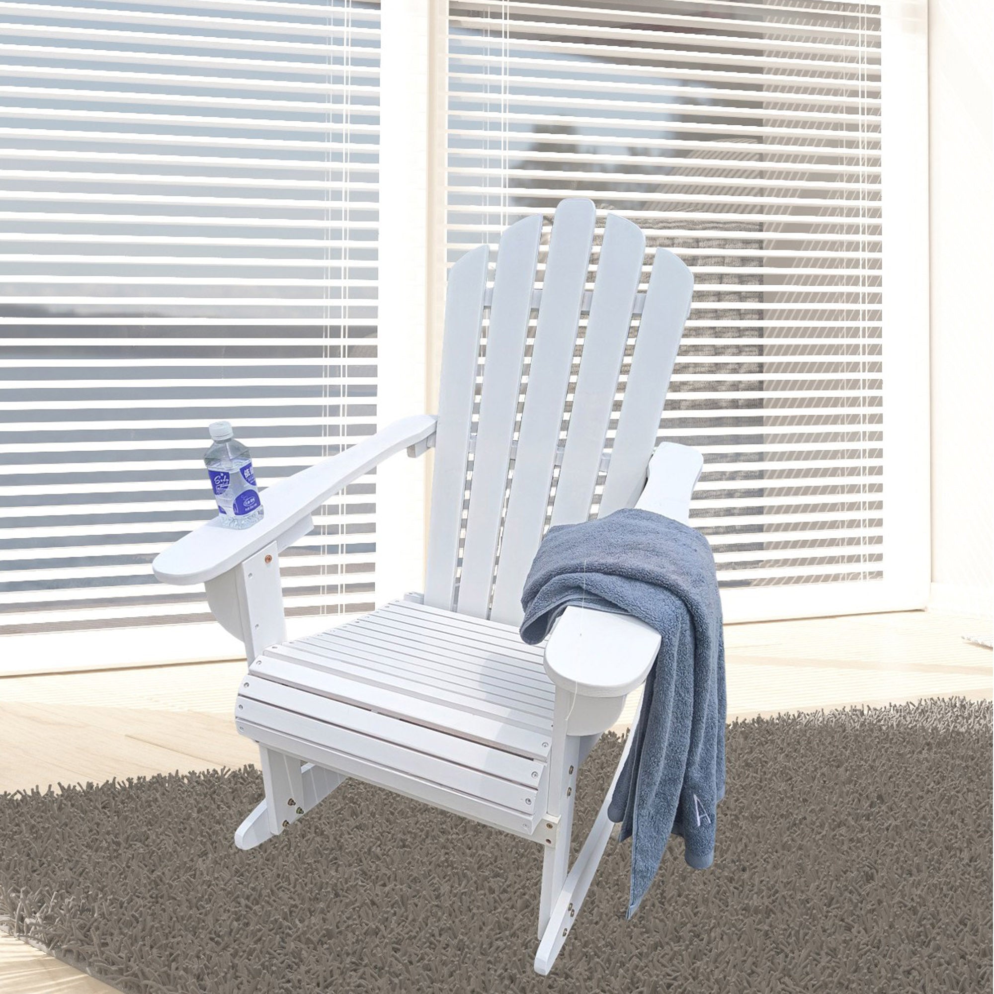 Reclining Wooden Outdoor Rocking Adirondack chair White - Atlantic Fine Furniture Inc
