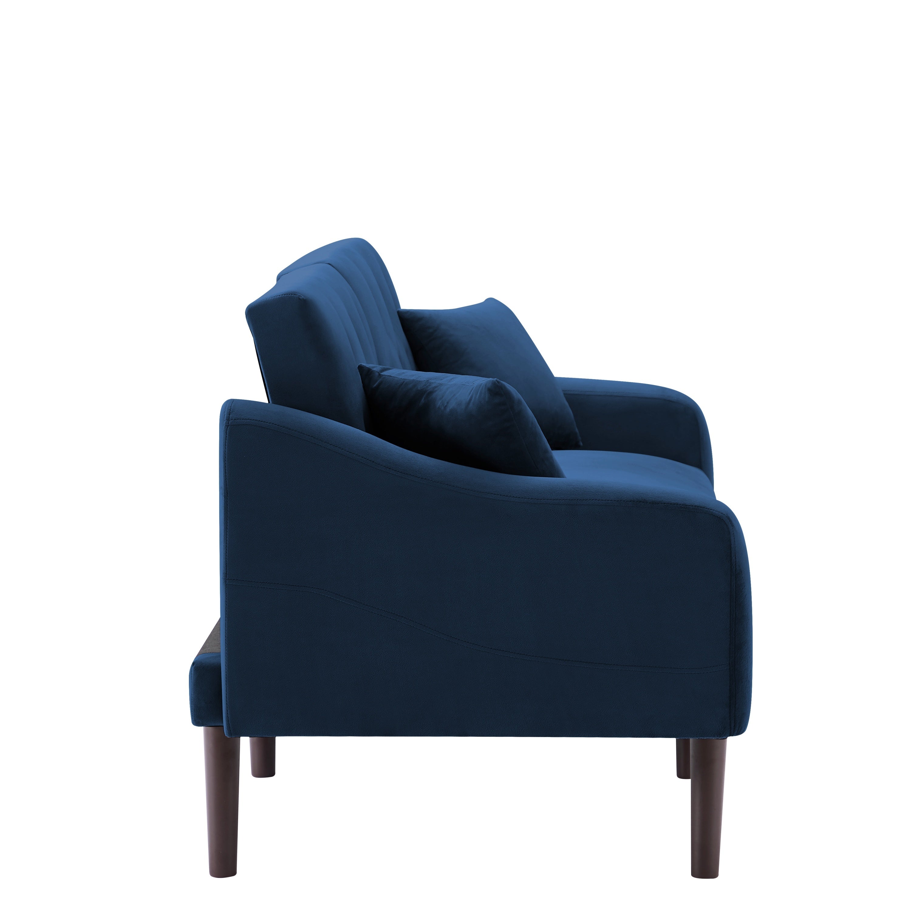 FUTON SOFA SLEEPER BLUE VELVET WITH 2 PILLOWS(same as W223S01366、W223S00358。Size difference, See Details in page.) ***Not available for sale on Walmart*** - Atlantic Fine Furniture Inc