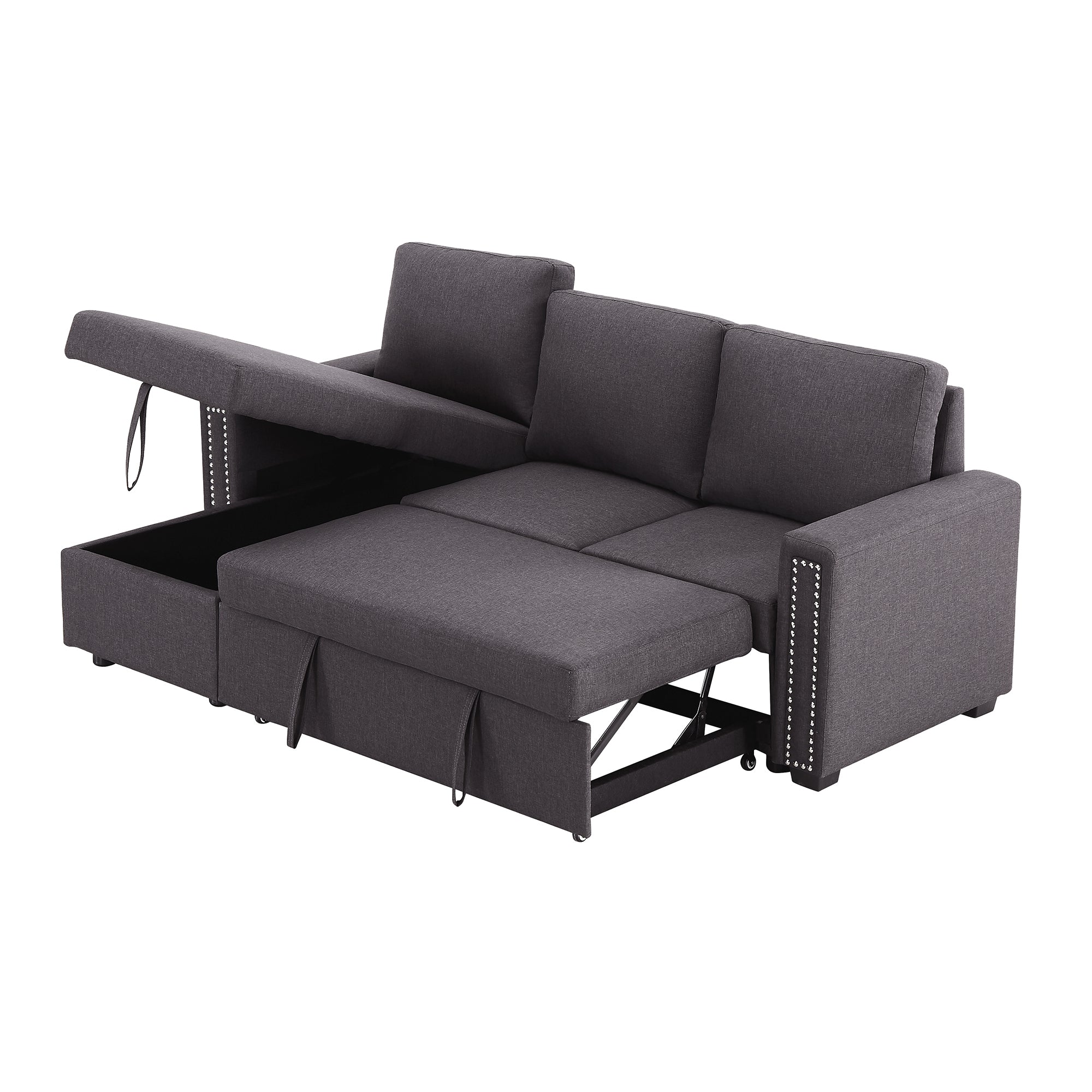 Orisfur. 83" Pull Out Sleeper Sofa Reversible L-Shape 3 Seat Sectional Couch with Storage Chaise for Living Room Furniture Set - Atlantic Fine Furniture Inc