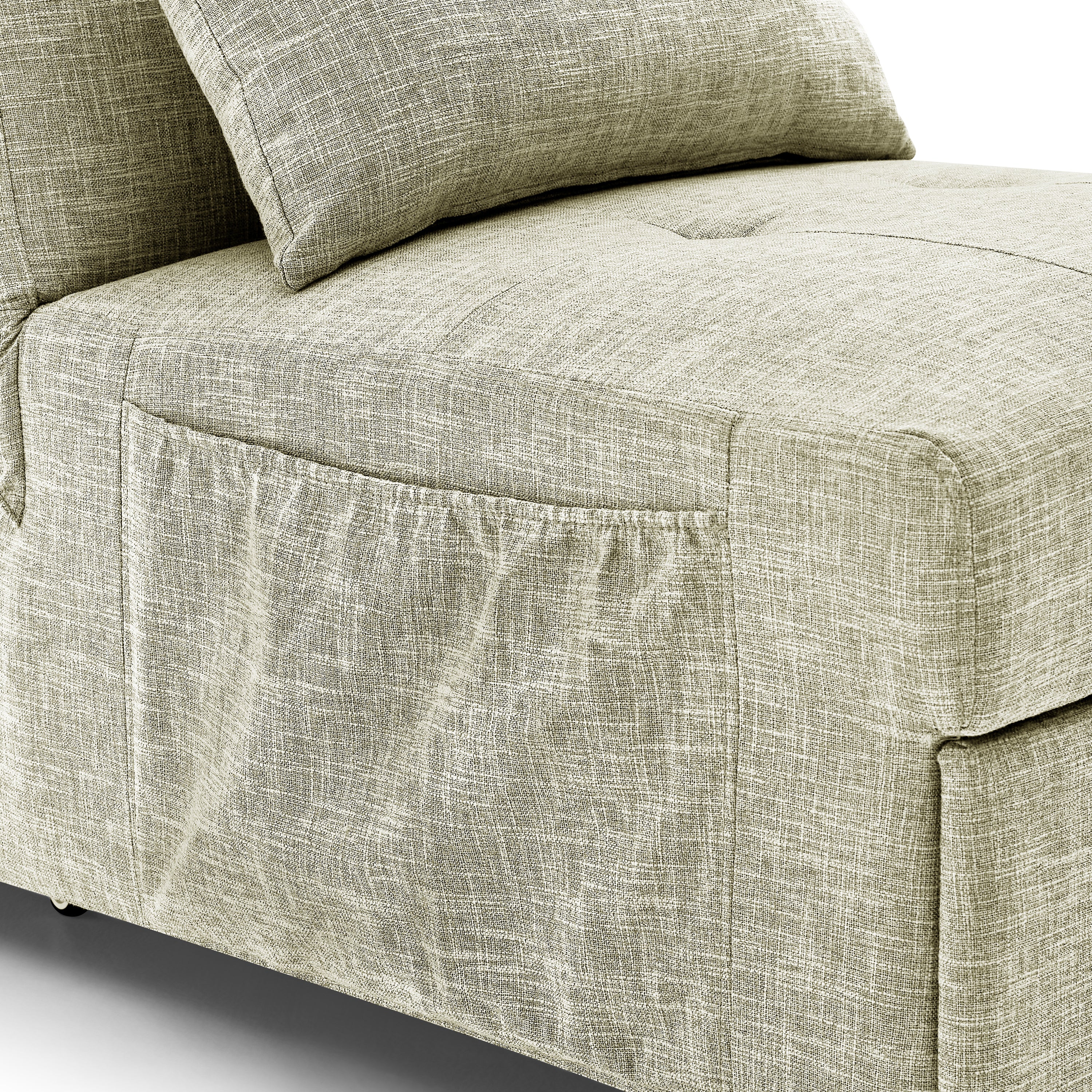 Folding Ottoman Sleeper Sofa Bed, 4 in 1 Function, Work as Ottoman, Chair ,Sofa Bed and Chaise Lounge for Small Space Living, Begie (44” x 26” x 33”H) - Atlantic Fine Furniture Inc