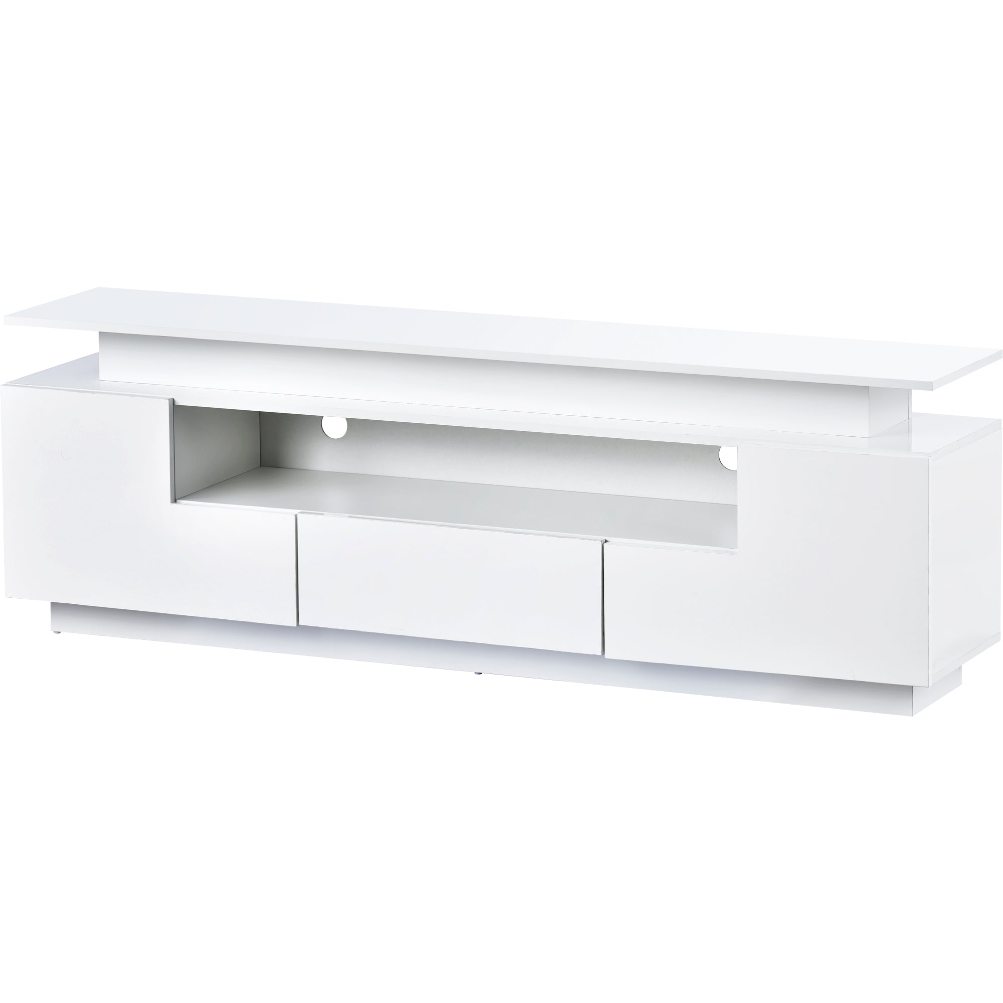 ON-TREND Modern, Stylish Functional TV stand with Color Changing LED Lights, Universal Entertainment Center, High Gloss TV Cabinet for 75+ inch TV, White - Atlantic Fine Furniture Inc